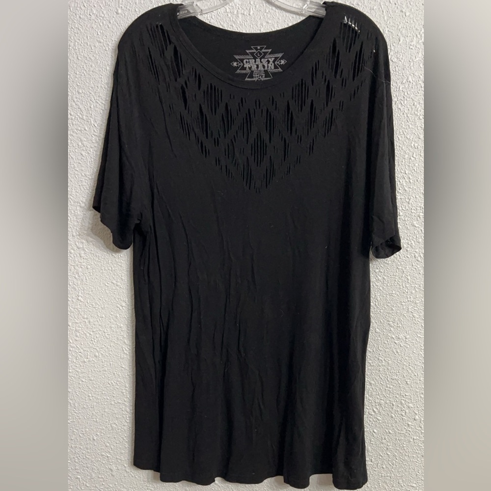 Crazy Train Black Cutout Tee
